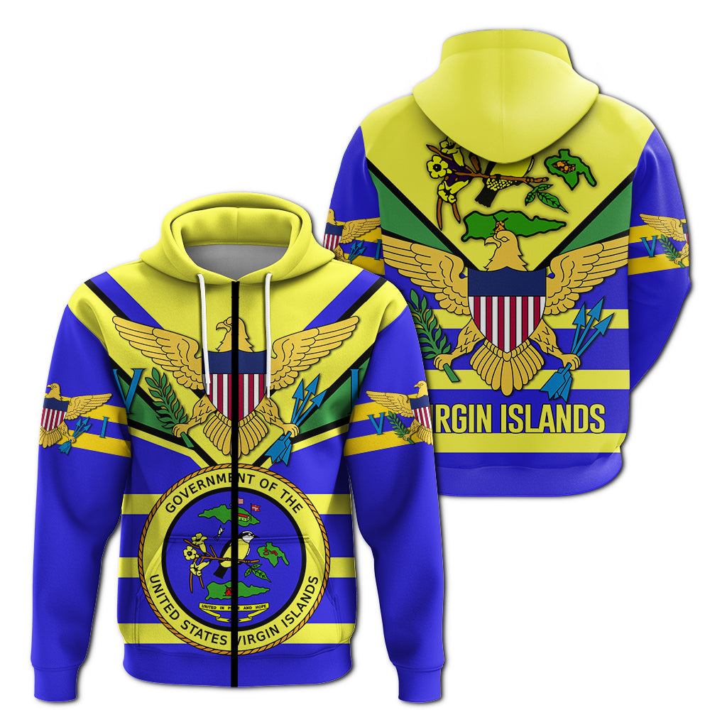 US Virgin Islands Zip Hoodie Egales with Seal LT4 Unisex Blue - Polynesian Pride