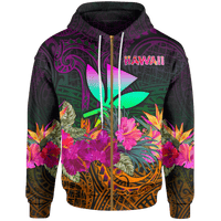 Polynesian Hawaii Kanaka Maoli Zip up Hoodie Summer Hibiscus Unisex Reggae - Polynesian Pride
