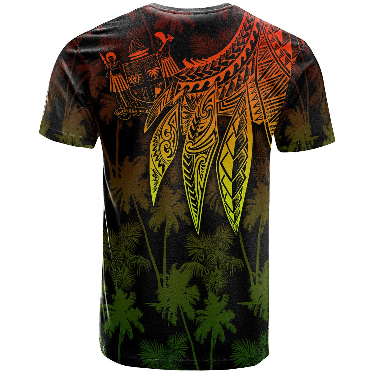 Fiji T Shirt Polynesian Wings (Reggae) - Polynesian Pride