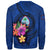 Guam Polynesian Sweater - Floral With Seal Blue - Polynesian Pride