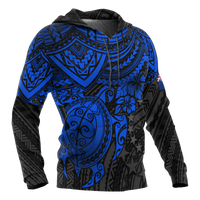 Cook Islands Polynesian Hoodie Blue Turtle - Polynesian Pride
