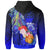 Guam Custom Hoodie Humpback Whale with Tropical Flowers (Blue) - Polynesian Pride