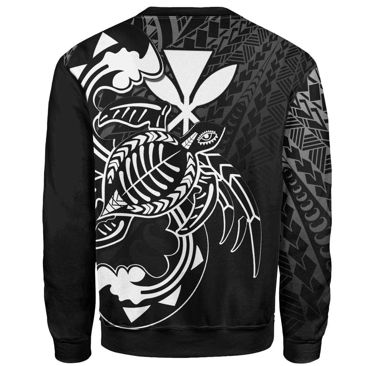 Hawaii Kanaka Maoli Sweatshirt - Turtle With Polynesian Waves - Polynesian Pride
