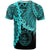 Palau Polynesian T Shirt Tribal Wave Tattoo Neon Blue - Polynesian Pride