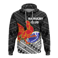 Custom Ra Rugby Club Union Fiji Hoodie Tapa Pattern Black LT12 - Polynesian Pride