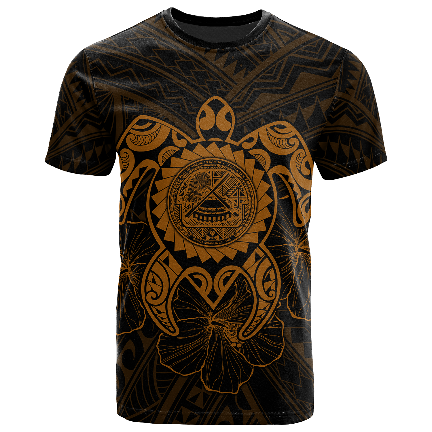 American Samoa Polynesian T Shirt Vintage Polynesian Turtle (Golden) Unisex Golden - Polynesian Pride