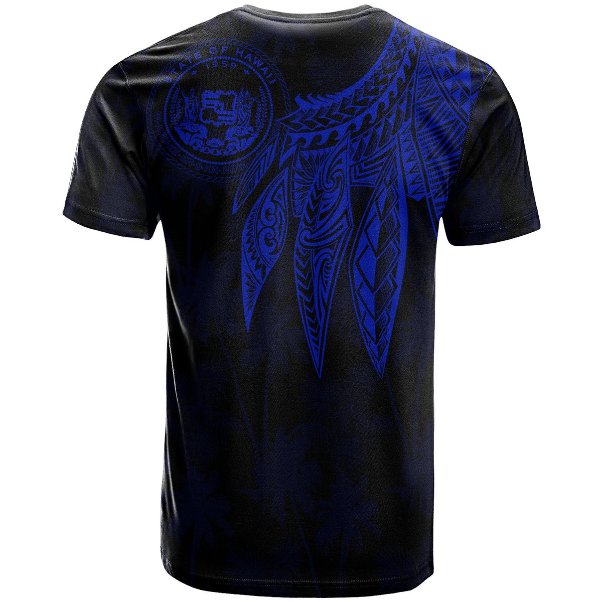 Polynesian Hawaii Custom T shirt Polynesian Wings (Blue) - Polynesian Pride