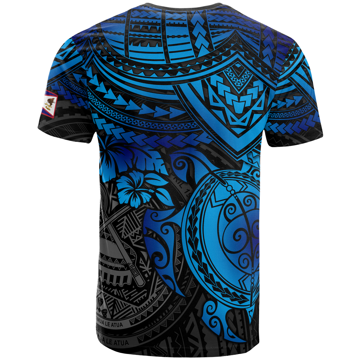 American Samoa T Shirt American Samoan Seal Polynesian Blue Turtle Hibiscus - Polynesian Pride