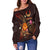 Pohnpei Polynesian Women's Off Shoulder Sweater - Legend of Pohnpei (Red) - Polynesian Pride