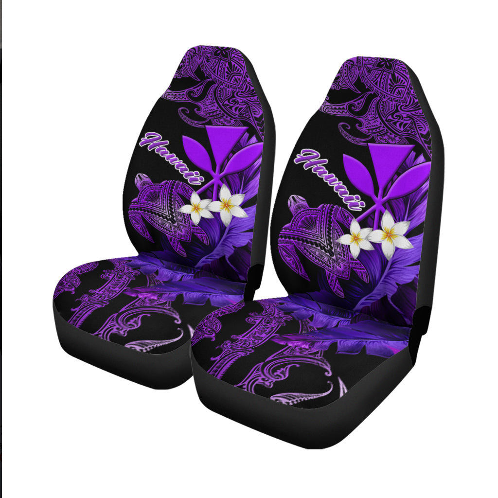 Hawaii Turtle With Plumeria Leaf Purple Car Seat Covers - LT12 - Polynesian Pride