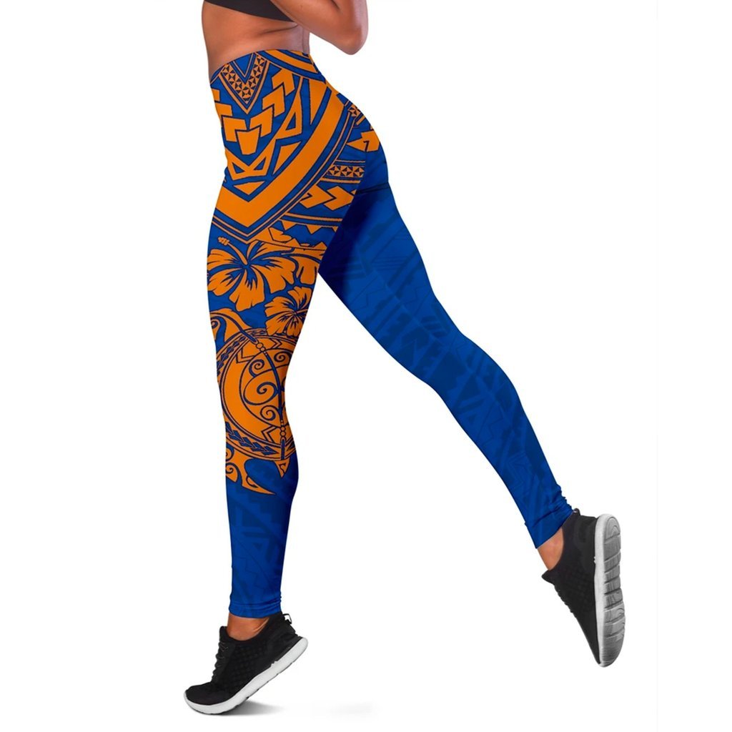 Marshall Islands Polynesian Leggings (Women) - Blue Turtle Blue - Polynesian Pride