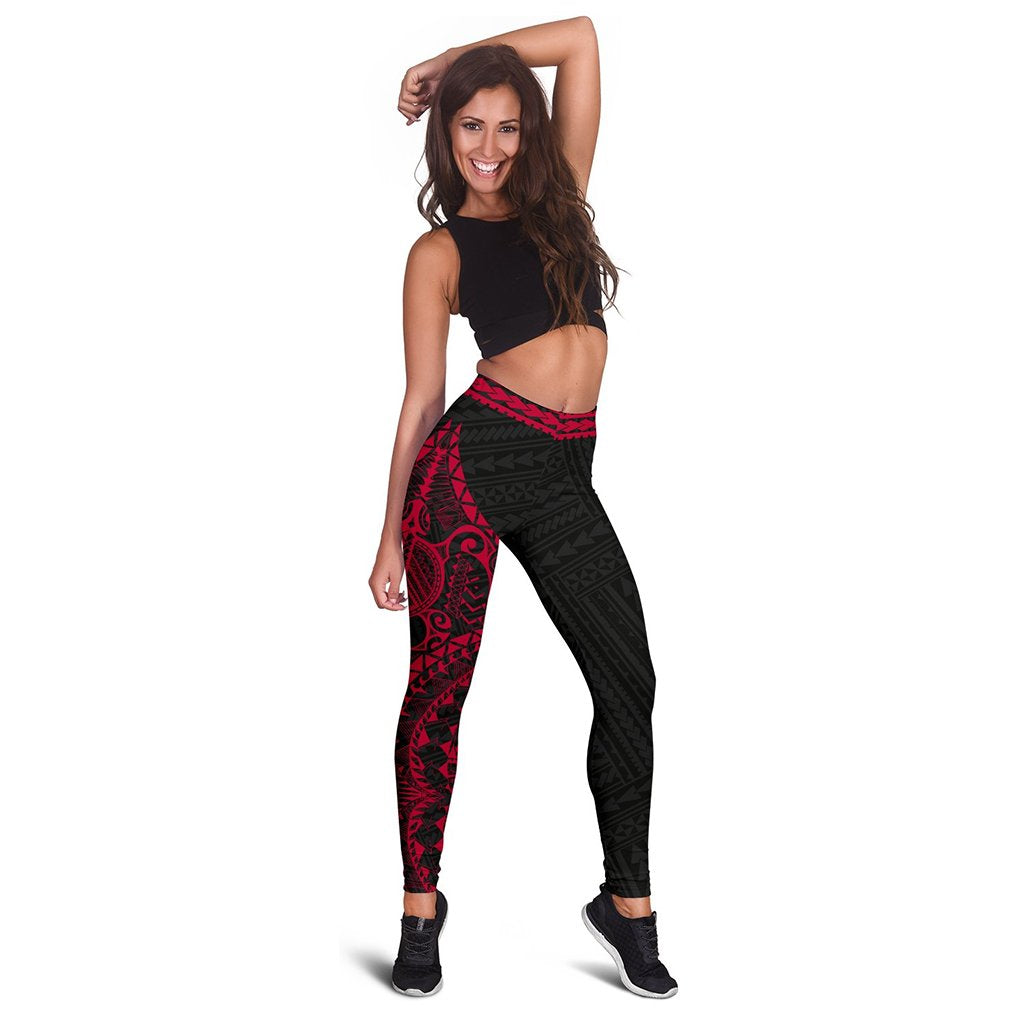 Polynesian Women's Leggings - Rising 3rd Red - Polynesian Pride