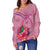 Guam Polynesian Women's Off Shoulder Sweater - Floral With Seal Pink - Polynesian Pride