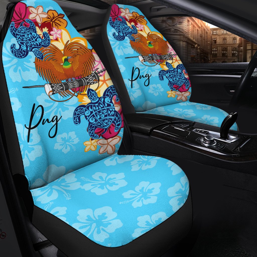 Papua New Guinea Car Seat Cover - Tropical Style Universal Fit Blue - Polynesian Pride