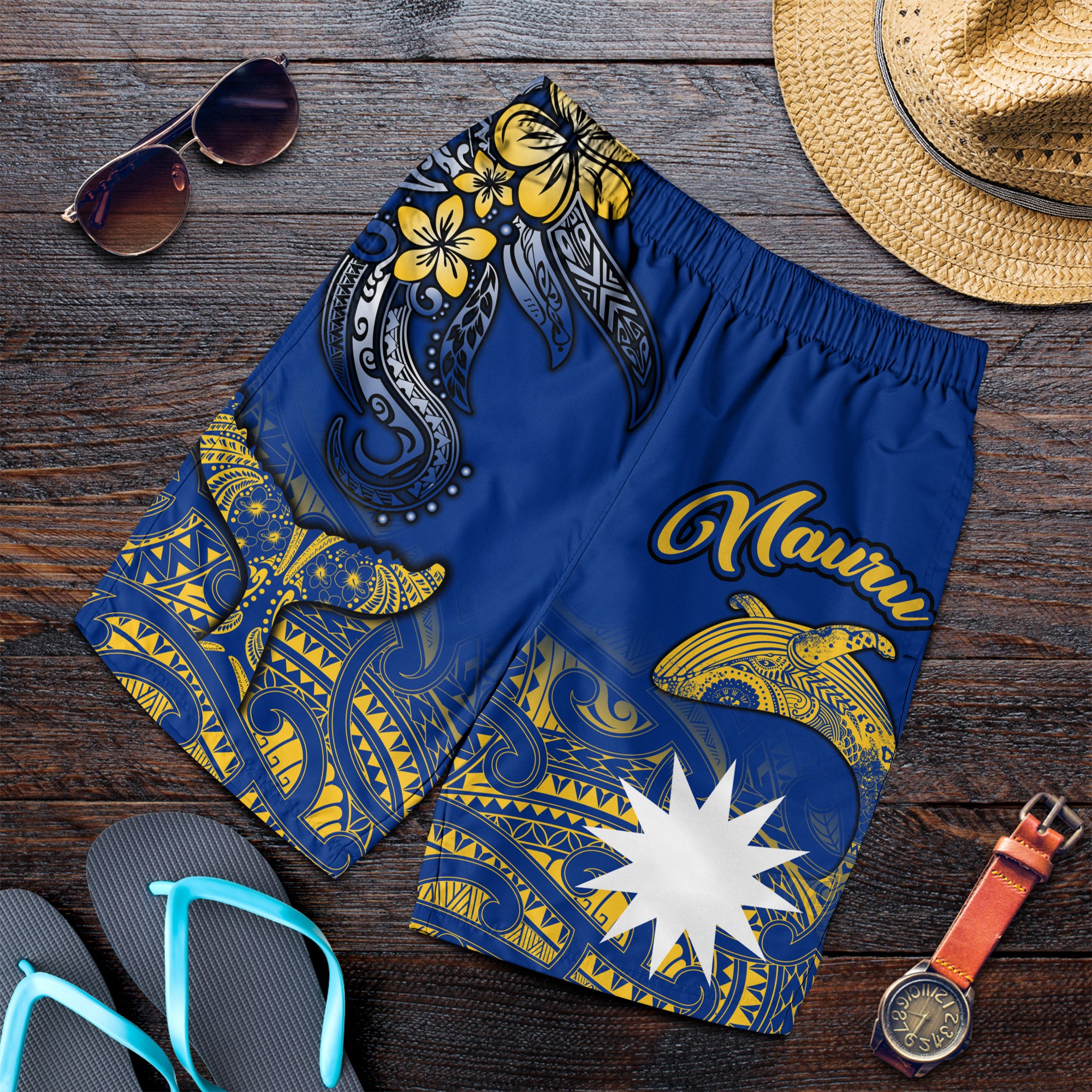 Nauru Independence - The Way Of Water Men Short - LT2 BLUE - Polynesian Pride