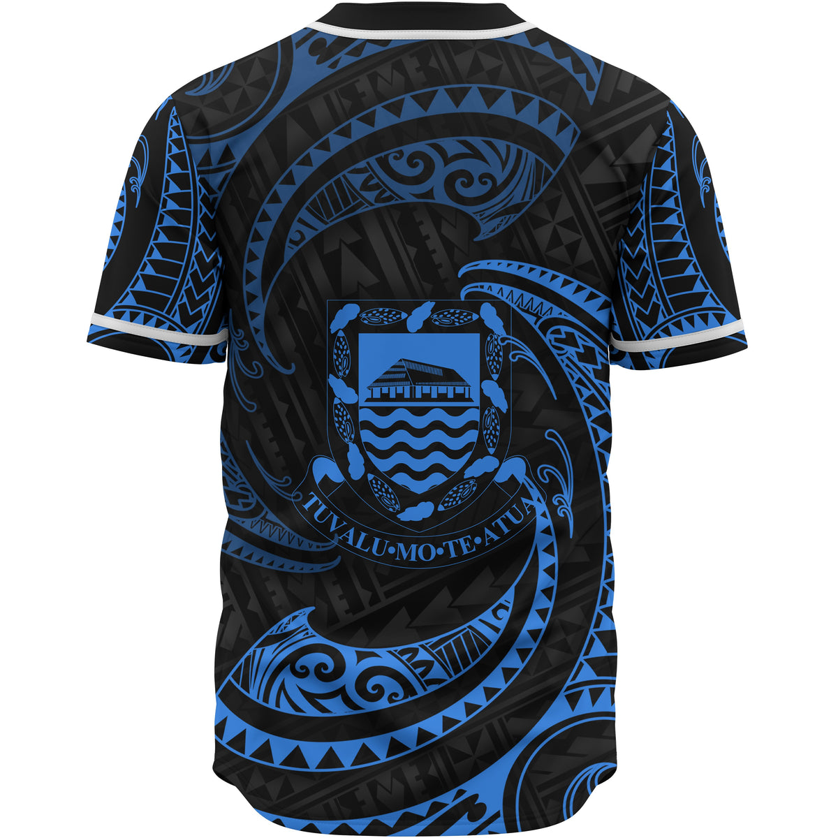 Tuvalu Polynesian Baseball Shirt - Blue Tribal Wave - Polynesian Pride
