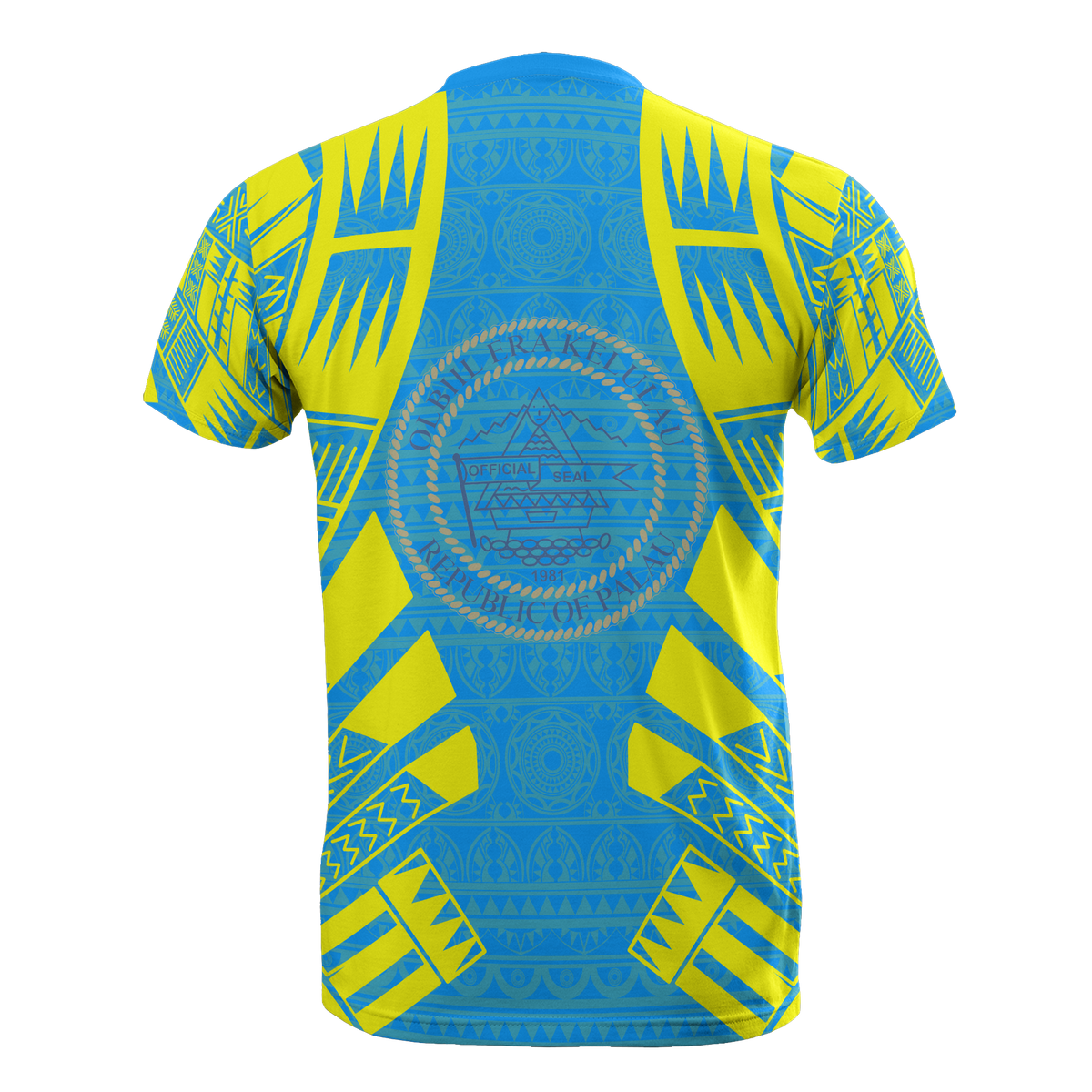 Palau T Shirt Palau Seal Polynesian Tattoo Blue Style - Polynesian Pride