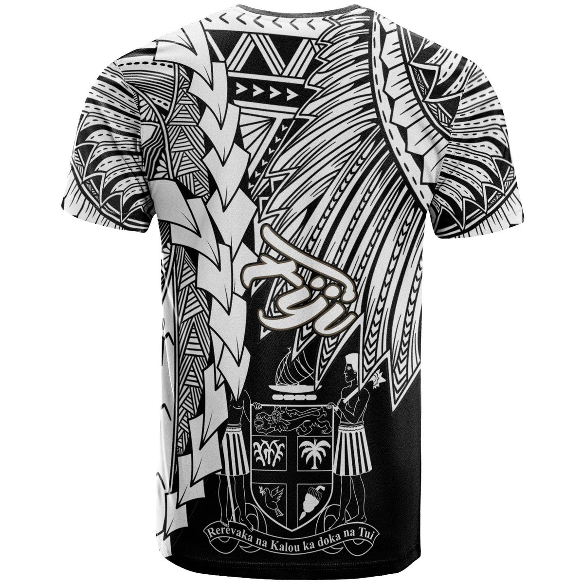 Fiji Polynesian T Shirt Tribal Wave Tattoo White - Polynesian Pride