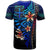 Fiji Custom T Shirt Blue Vintage Tribal Mountain - Polynesian Pride