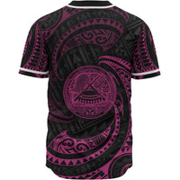 American Samoa Polynesian Baseball Shirt - Pink Tribal Wave - Polynesian Pride