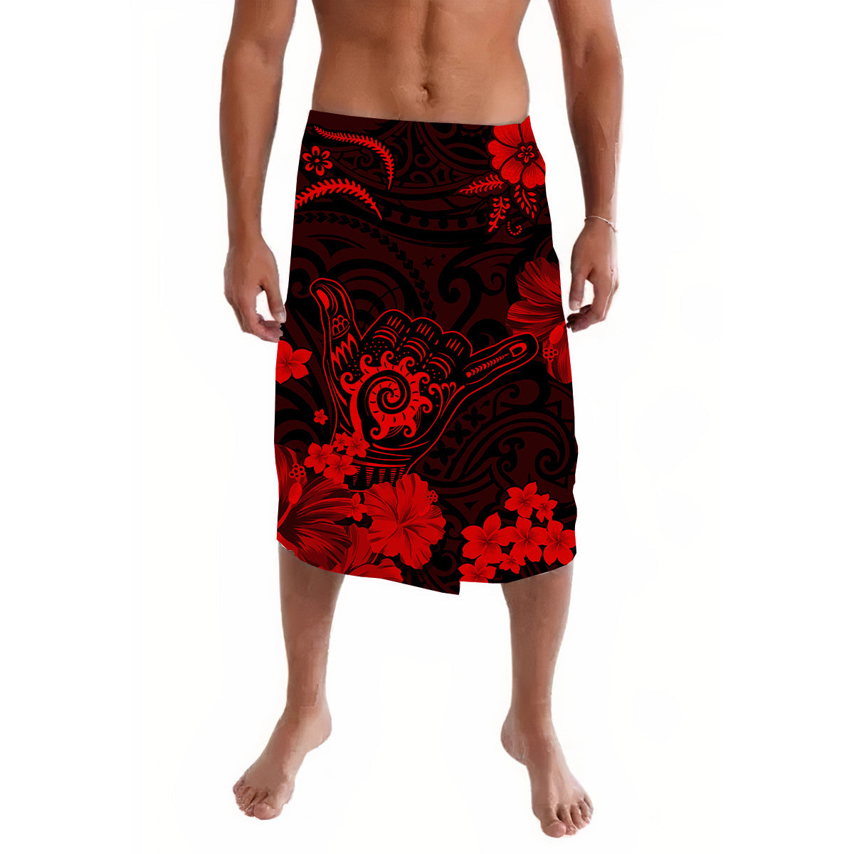 Hawaii Lavalava Polynesian Red Cool Shaka Sign LT13 Red - Polynesian Pride