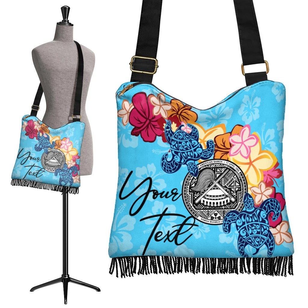 American Samoa Custom Personalised Boho Handbag - Tropical Style One Style One Size Blue - Polynesian Pride