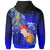 Pohnpei Hoodie Humpback Whale with Tropical Flowers (Blue) - Polynesian Pride