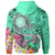 American Samoa Polynesian Hoodie Turtle Plumeria (Turquoise) - Polynesian Pride