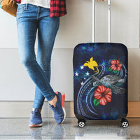 Papua New Guinea Polynesian Luggage Cover - Blue Turtle Hibiscus - Polynesian Pride