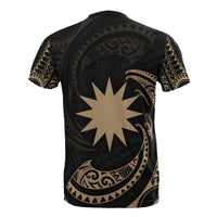 Nauru Polynesian T Shirt Gold Tribal Wave - Polynesian Pride