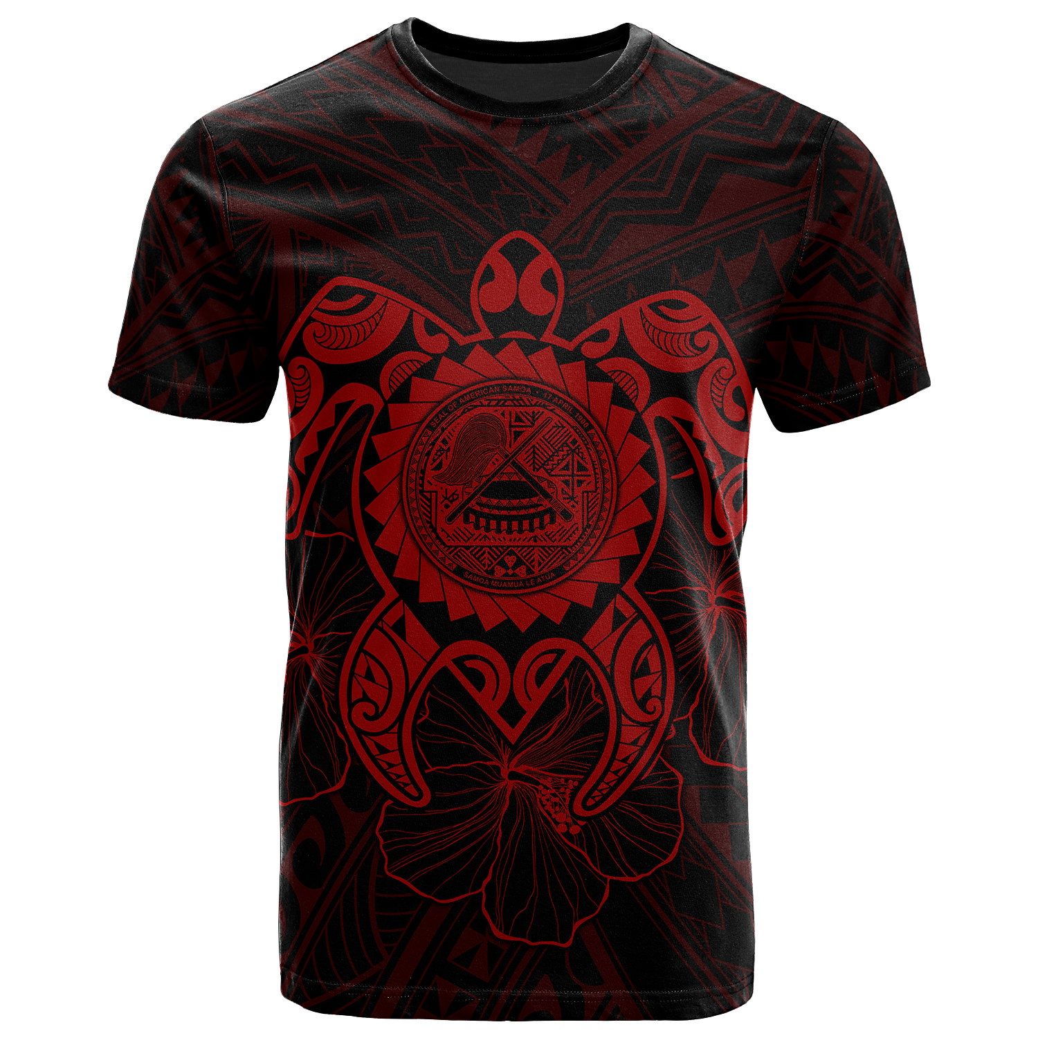 American Samoa Polynesian T Shirt Vintage Polynesian Turtle (Red) Unisex Red - Polynesian Pride