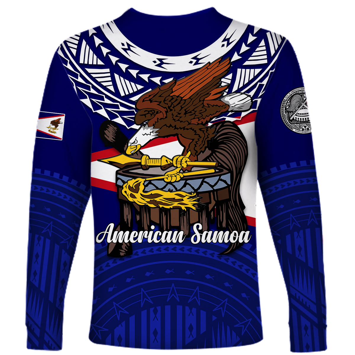 Custom American Samoa Independence Anniversary Pride Long Sleeve Shirt - LT12 Unisex Blue - Polynesian Pride