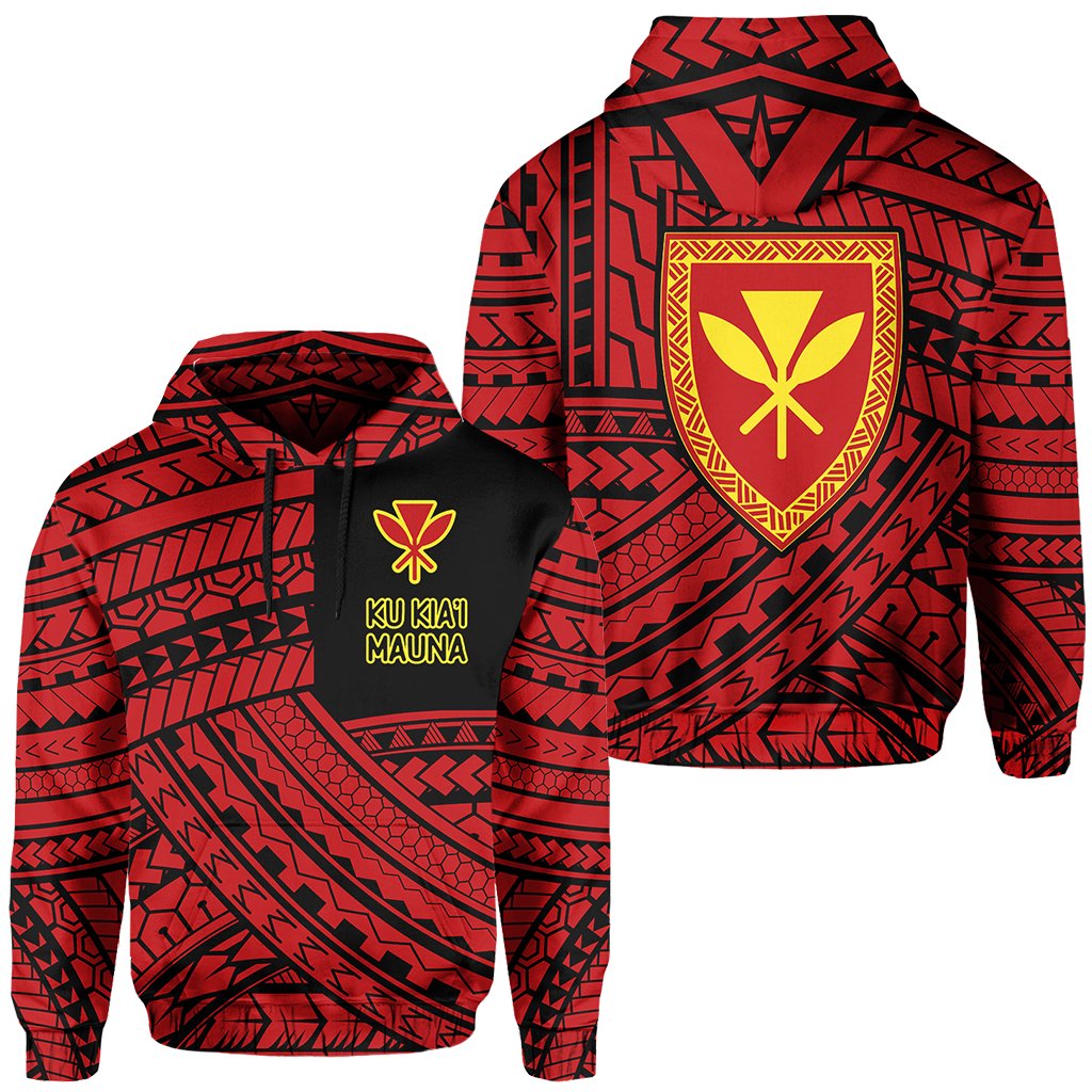 Polynesian Kanaka Maoli Protect Mauna Kea Hawaii Hoodie Quarter Style Unisex Red - Polynesian Pride