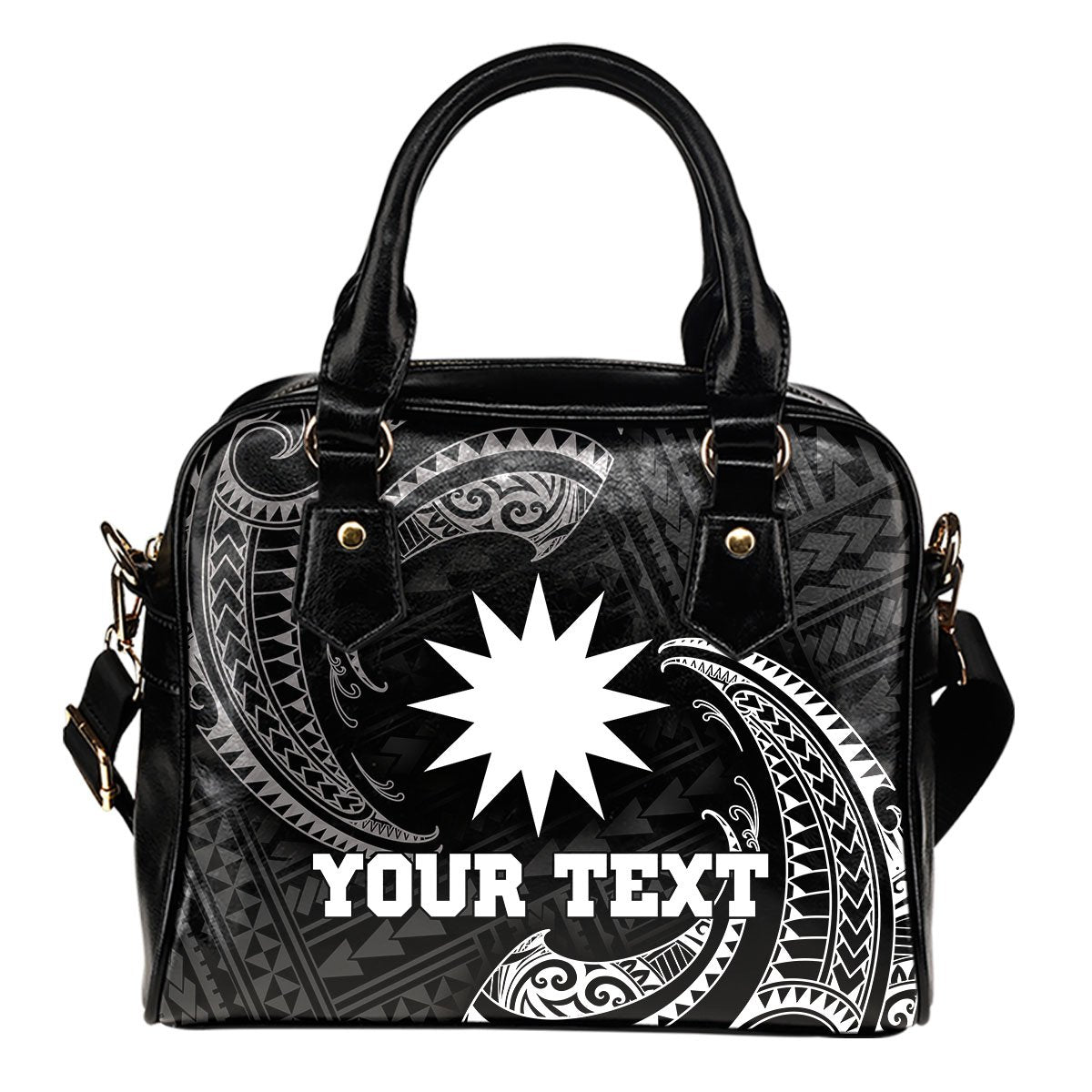 Nauru Polynesian Custom Personalised Shoulder Handbag - White Tribal Wave One Size Black - Polynesian Pride