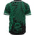 Tuvalu Polynesian Custom Personalised Baseball Shirt - Tribal Wave Tattoo Green - Polynesian Pride