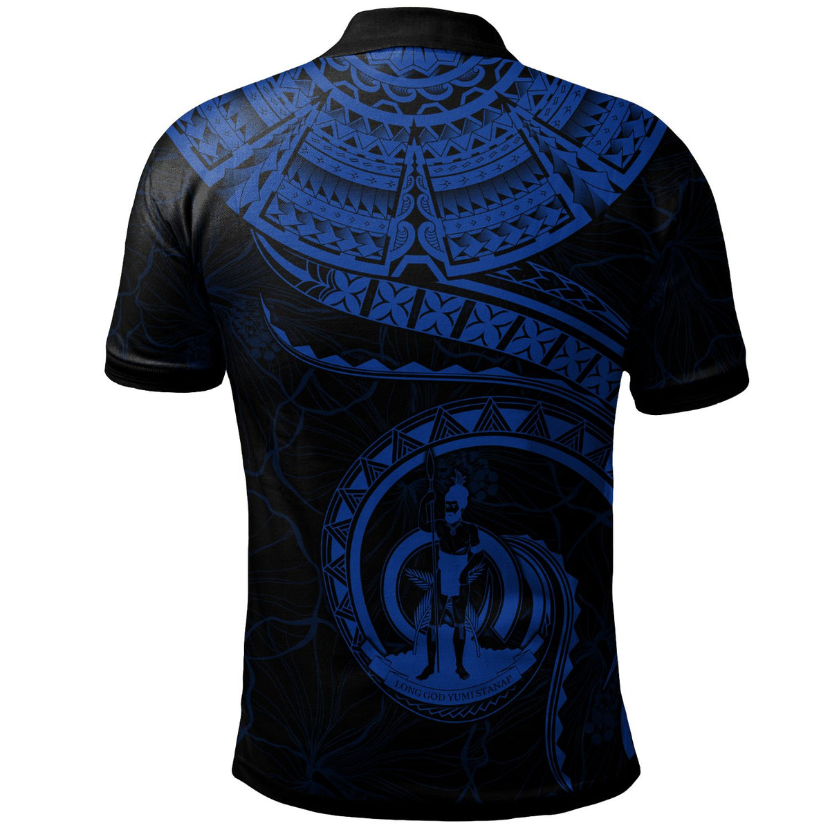 Vanuatu Polynesian Polo Shirt Vanuatu Waves (Blue) - Polynesian Pride