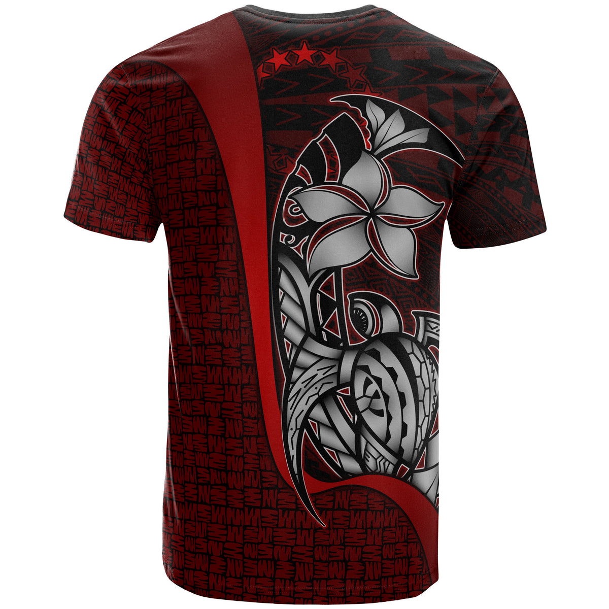 Cook Islands Polynesian T Shirt Red Turtle with Hook - Polynesian Pride