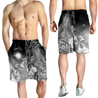 Marshall Islands Custom Personalised Men's Shorts - Humpback Whale with Tropical Flowers (White) - Polynesian Pride
