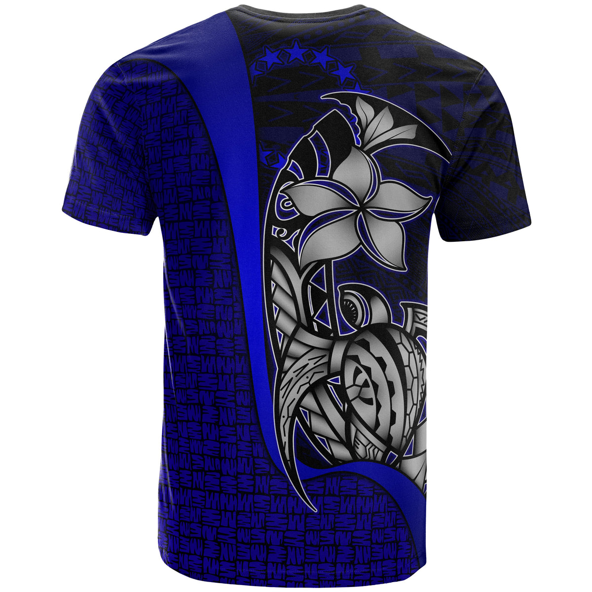 Cook Islands Polynesian Custom T Shirt Blue Turtle with Hook - Polynesian Pride