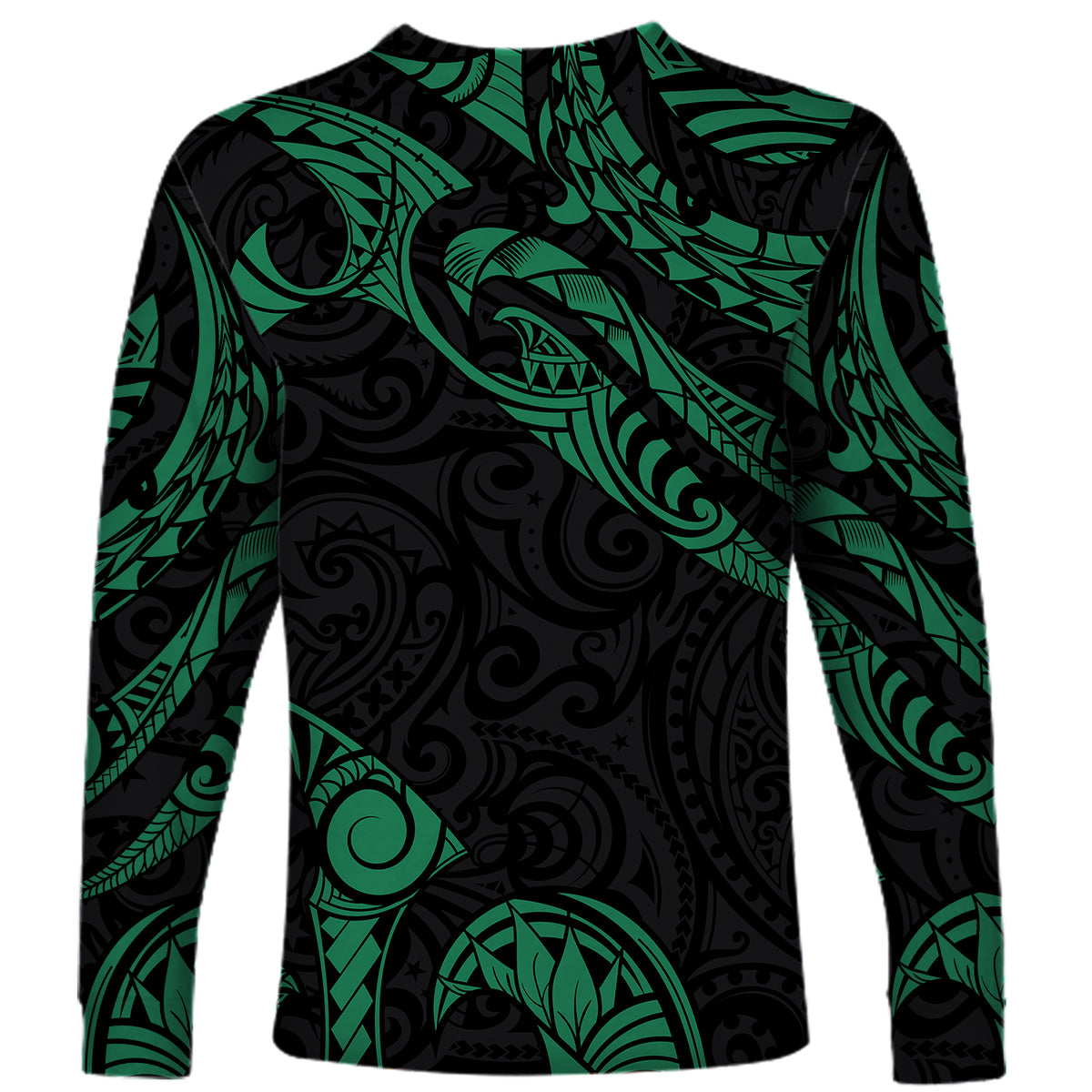 Hawaii Kanaka Maoli Polynesian Custom Personalised Long Sleeve Shirt - Poly Tattoo Green Version - LT12 - Polynesian Pride