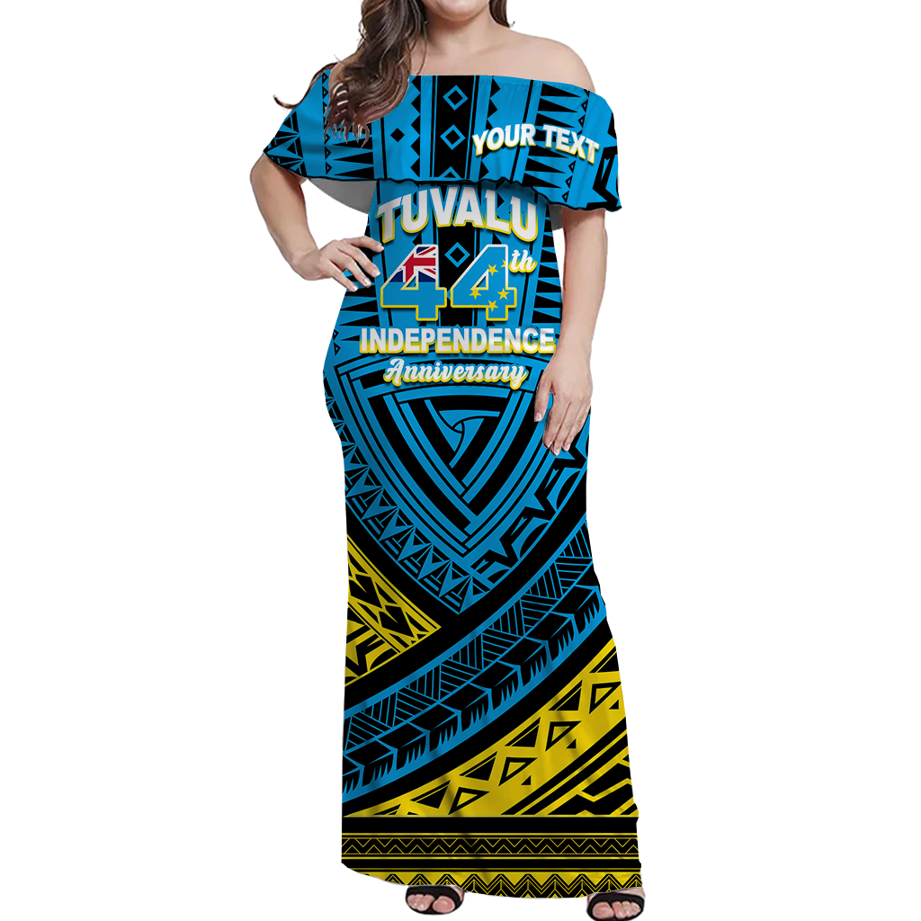 Custom Tuvalu Matching Dress and Hawaiian Shirt 44th Independence Anniversary Tribal Pattern LT12 - Polynesian Pride