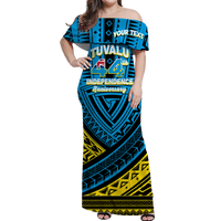 Custom Tuvalu Matching Dress and Hawaiian Shirt 44th Independence Anniversary Tribal Pattern LT12 - Polynesian Pride
