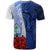 Guam Polynesian Custom T Shirt Coat of Arm With Hibiscus Blue - Polynesian Pride