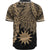 Nauru Polynesian Custom Personalised Baseball Shirt - Tribal Wave Tattoo Gold - Polynesian Pride