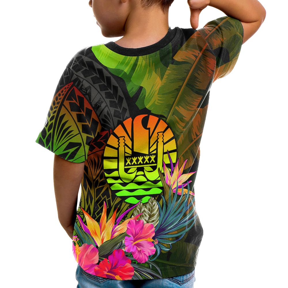 Tahiti Polynesian Custom T Shirt Hibiscus and Banana Leaves - Polynesian Pride