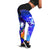 American Samoa Polynesian Women's Leggings - Humpback Whale with Tropical Flowers (Blue) Blue - Polynesian Pride