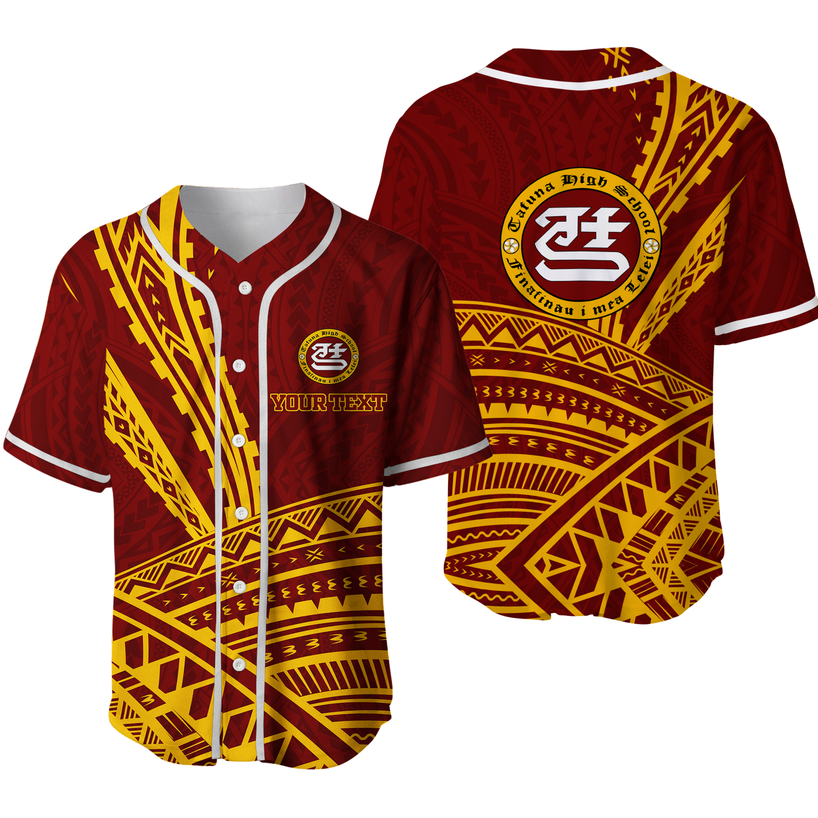 (Custom Personalised) Tafuna High School American Samoa Pride Baseball Jersey - LT12 Red - Polynesian Pride