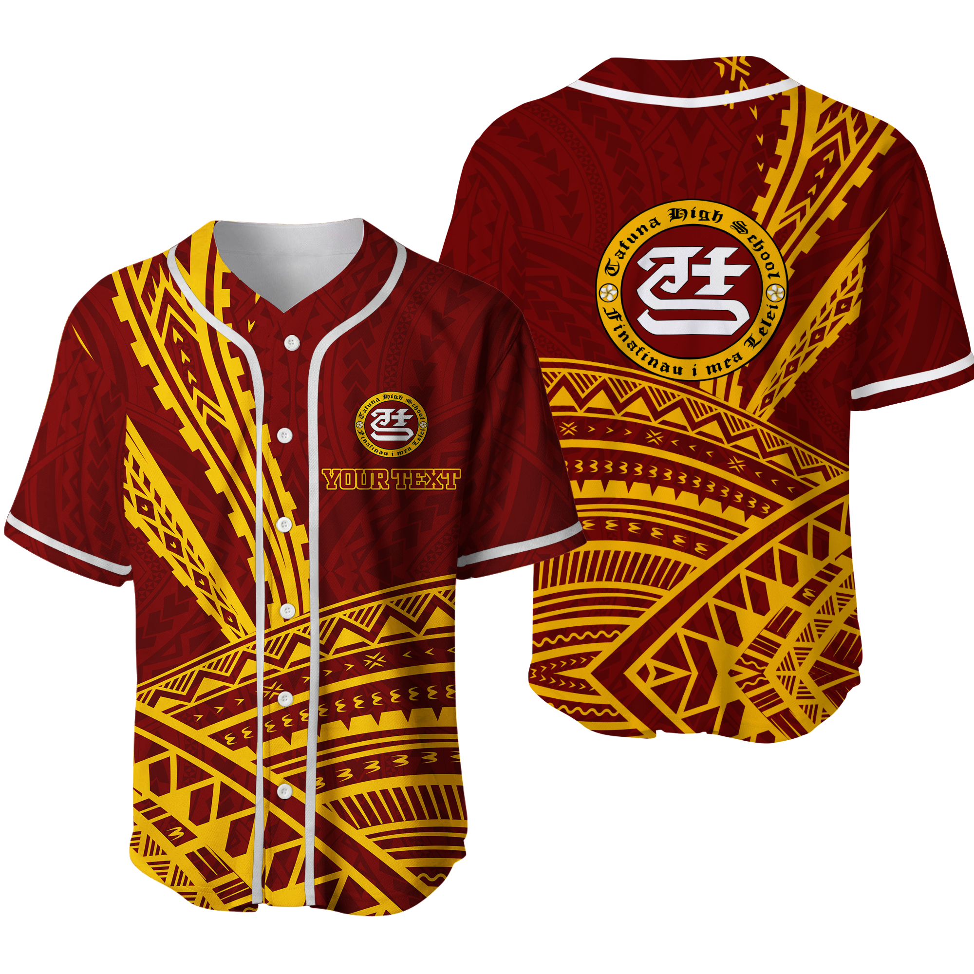 (Custom Personalised) Tafuna High School American Samoa Pride Baseball Jersey - LT12 Red - Polynesian Pride