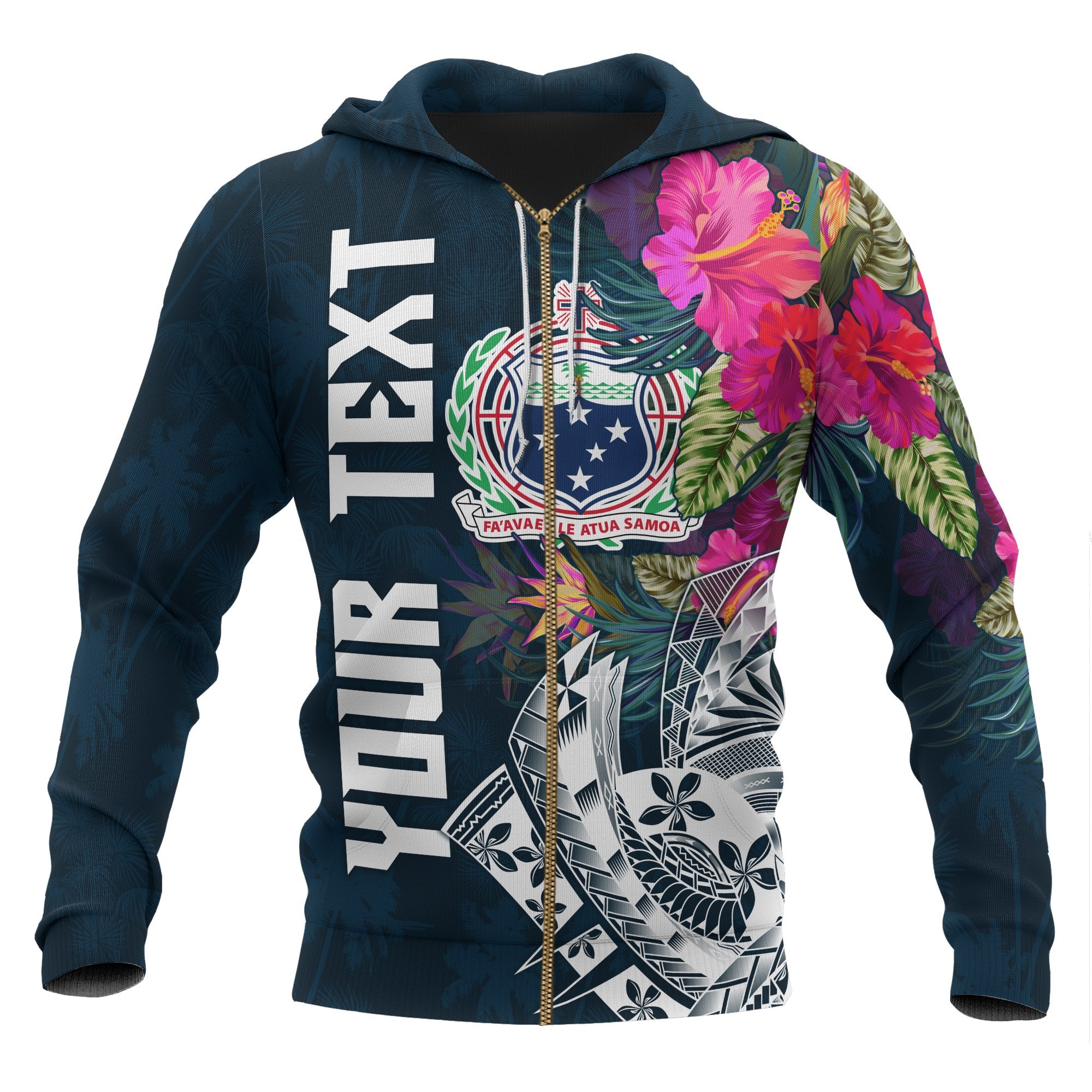 Samoa Custom Zip up Hoodie Summer Vibes Unisex Blue - Polynesian Pride