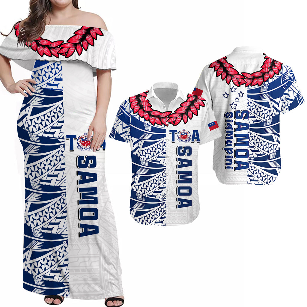 Toa Samoa Rugby Matching Dress and Hawaiian Shirt Siamupini Ula Fala White LT13 White - Polynesian Pride